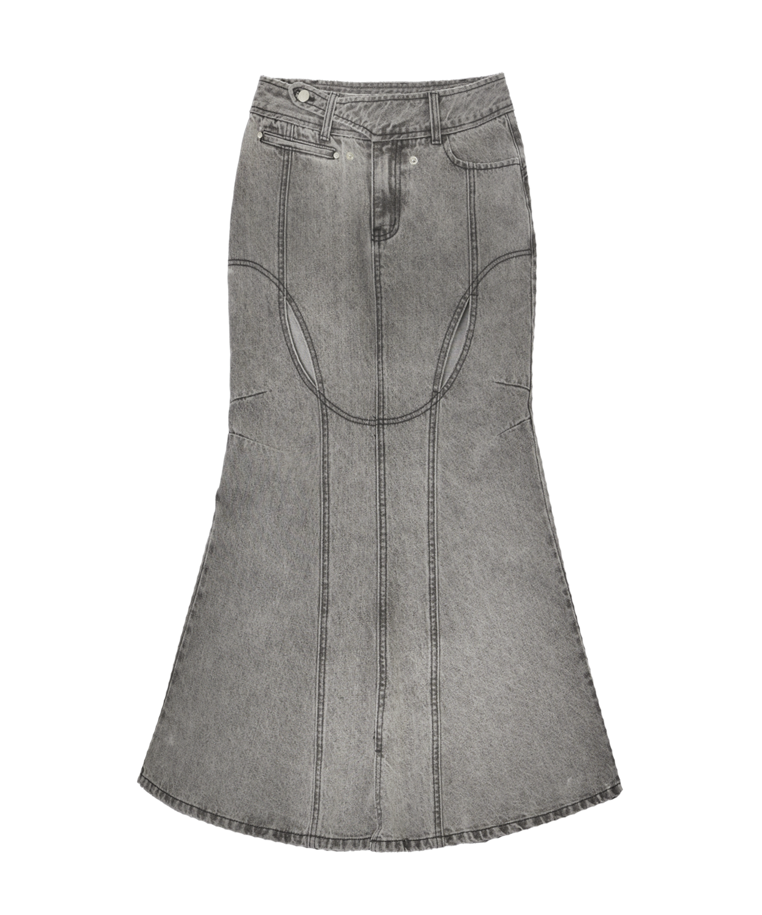 [3/20 예약배송] Mermaid Slit Denim Skirt / Grey